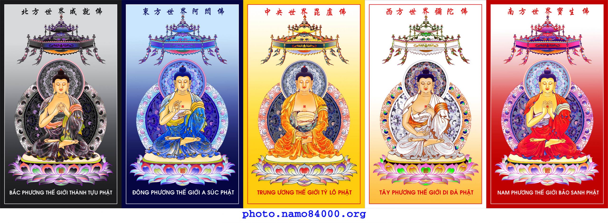 Ngũ Phương Phật – Đức Phật Năm Phương – Five Tathāgatas