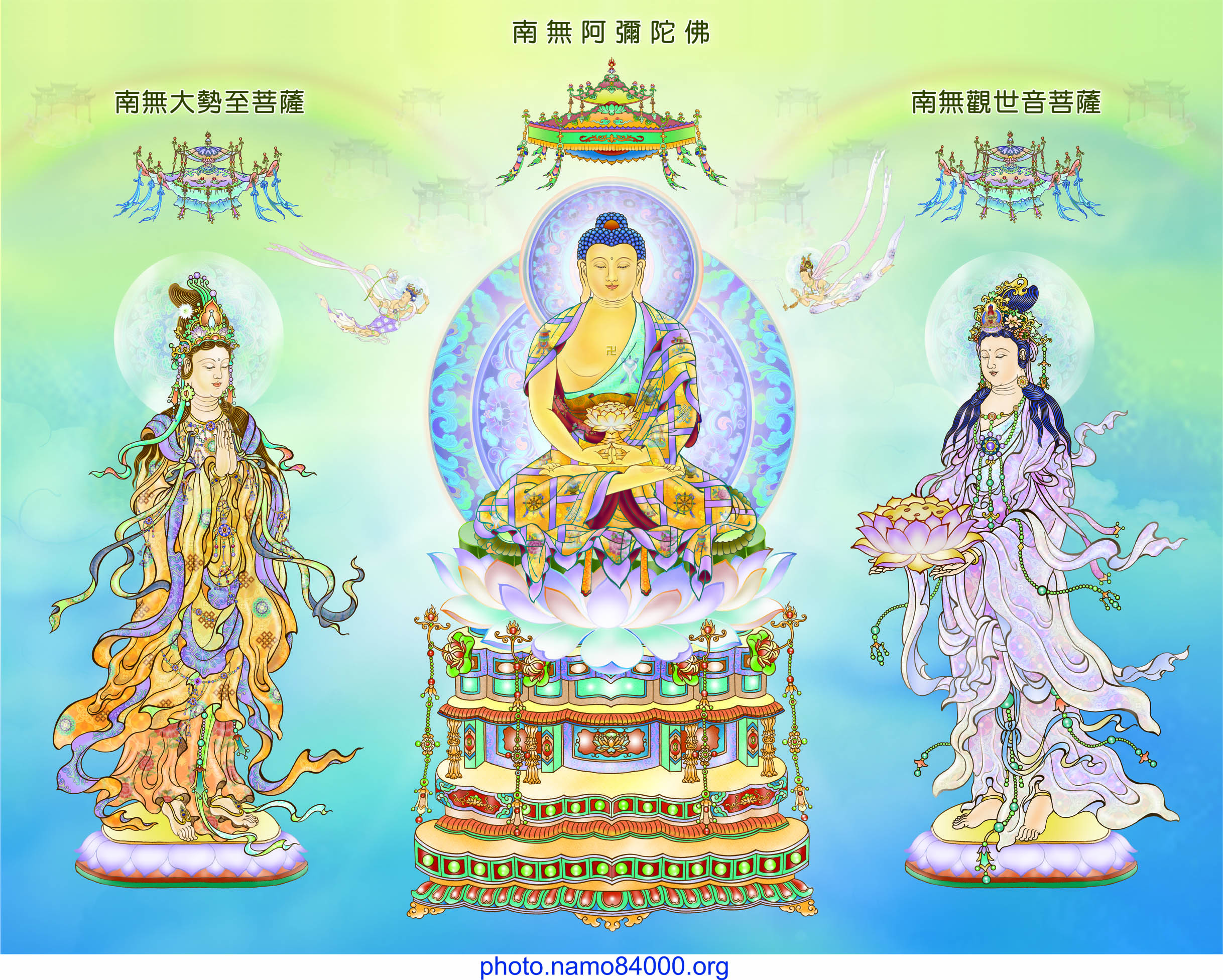 Tải xuống file ảnh định dạng TIFF Đức Phật A Di Đà và thế giới Tây Phương Cực Lạc | Download TIFF files of Amitabha Buddha and Great Bodhisattvas leading to the Western Land of Ultimate Bliss